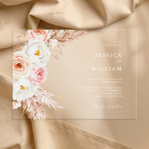 Invitations En Acrylique Mariage Floral Bohème Minimaliste d'Automne