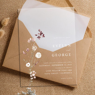 Invitations En Acrylique Mariage Floral Bohème Minimaliste Élégant