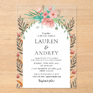Invitations En Acrylique Mariage Floral Boho