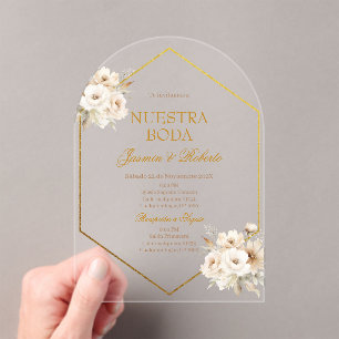 Invitations En Acrylique Mariage Floral Boho espagnol