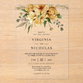 Invitations En Acrylique Mariage Floral Boho Rustique moderne (Recto)