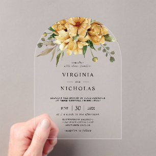 Invitations En Acrylique Mariage Floral Boho Rustique moderne