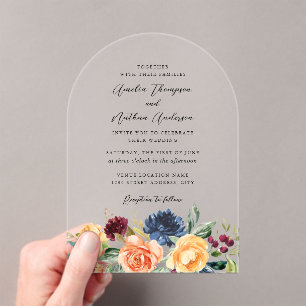 Invitations En Acrylique Mariage Floral Botanique Rustique Arche