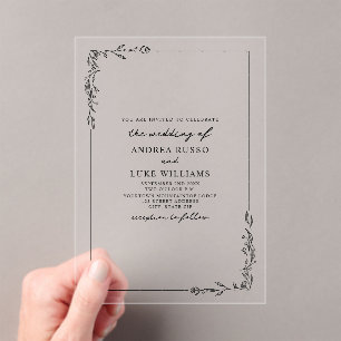 Invitations En Acrylique Mariage Floral Botanique Rustique de Bordure Vinta