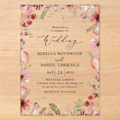 Invitations En Acrylique Mariage Floral Chic Rustique (Recto)
