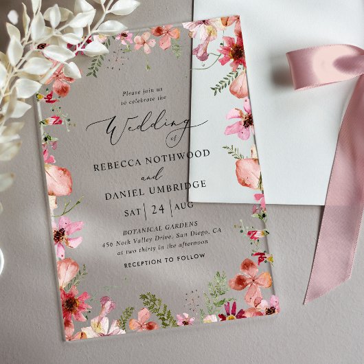 Invitations En Acrylique Mariage Floral Chic Rustique