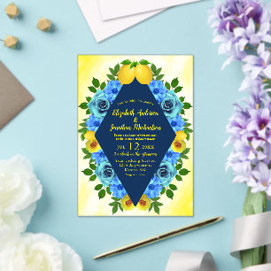 Invitations En Acrylique Mariage floral citron soleil