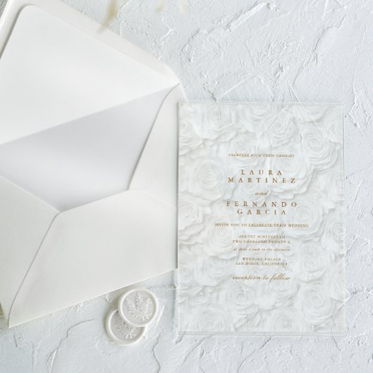 Invitations En Acrylique Mariage floral classique