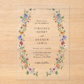 Invitations En Acrylique Mariage floral coloré (Recto)