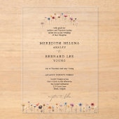 Invitations En Acrylique Mariage floral coloré (Recto)