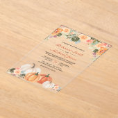 Invitations En Acrylique Mariage Floral d'Automne aux Citrouilles à l'Aquar (Poser)