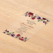 Invitations En Acrylique Mariage Floral de Bourgogne (Poser)