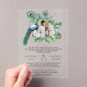 Invitations En Acrylique Mariage floral de paon indien tropical (In situ (ordinateur de poche))