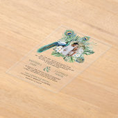 Invitations En Acrylique Mariage floral de paon indien tropical (Poser)