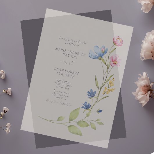 Invitations En Acrylique Mariage floral de printemps congelé