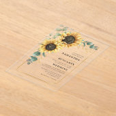 Invitations En Acrylique Mariage floral de tournesol Eucalyptus (Poser)