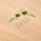 Invitations En Acrylique Mariage floral de tournesol Eucalyptus (Poser)