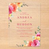 Invitations En Acrylique Mariage floral d'été du printemps gras et dynamiqu (Recto)