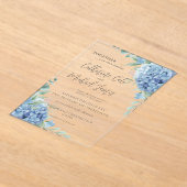Invitations En Acrylique Mariage Floral d'Hydrangea Bleu  (Poser)