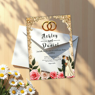 Invitations En Acrylique Mariage Floral Élégant et Romantique de la Mariée