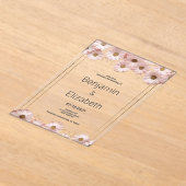 Invitations En Acrylique Mariage floral élégant gris pastel rose or daisy (Poser)