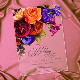 Invitations En Acrylique Mariage Floral Élégant Humeur Vibrant Récolte