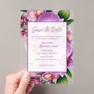 Invitations En Acrylique Mariage floral Enregistrer la date