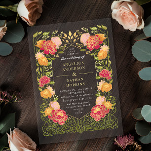 Invitations En Acrylique Mariage Floral Fantastique Orange Rose Enchanté