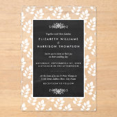 Invitations En Acrylique Mariage Floral Feuille Tableau (Recto)