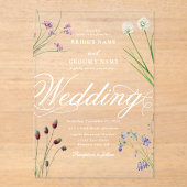 Invitations En Acrylique Mariage floral Fleur sauvage acrylique clair (Recto)