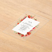 Invitations En Acrylique Mariage floral Fleur sauvage Monogram Poppy (Poser)