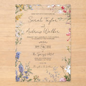 Invitations En Acrylique Mariage Floral Fleur sauvage rustique (Recto)