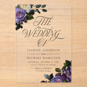 Invitations En Acrylique Mariage Floral Gothique Morose (Recto)