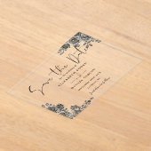 Invitations En Acrylique Mariage Floral Gothique Noir Et Or Enregistrer La  (Poser)