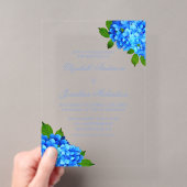 Invitations En Acrylique Mariage Floral Hydrangea Bleu (In situ (ordinateur de poche))