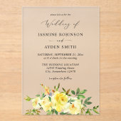 Invitations En Acrylique Mariage floral jaune (Recto)