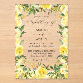Invitations En Acrylique Mariage floral jaune V3 (Recto)