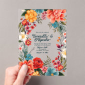 Invitations En Acrylique Mariage Floral mexicain transparent (In situ (ordinateur de poche))