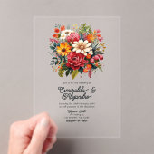 Invitations En Acrylique Mariage Floral mexicain transparent (In situ (ordinateur de poche))