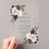Invitations En Acrylique Mariage floral noir et blanc (In situ (ordinateur de poche))