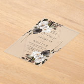 Invitations En Acrylique Mariage floral noir et blanc (Poser)