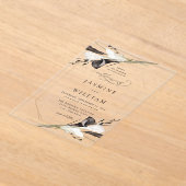 Invitations En Acrylique Mariage floral noir et blanc 2 (Poser)