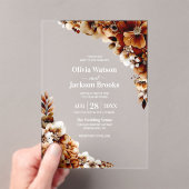 Invitations En Acrylique Mariage Floral Orange Brûlé Rustique (In situ (ordinateur de poche))