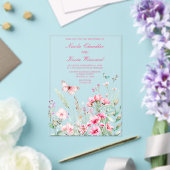 Invitations En Acrylique Mariage floral papillon rose de printemps (Insitu (Mariage))