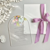 Invitations En Acrylique Mariage Floral Pastel d'Été