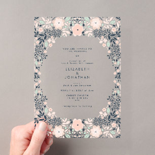 Invitations En Acrylique Mariage Floral Pastel Élégant