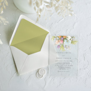Invitations En Acrylique Mariage Floral Pastel Été