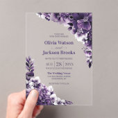 Invitations En Acrylique Mariage floral pourpre (In situ (ordinateur de poche))