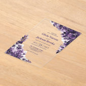 Invitations En Acrylique Mariage floral pourpre (Poser)