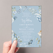 Invitations En Acrylique Mariage floral romantique bleu Dusty (In situ (ordinateur de poche))